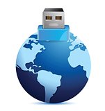 USB plug made as an extension of earth globe