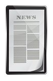 reading news on touch screen tablet