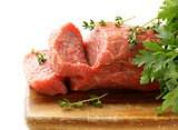 fresh raw beef meat on cutting board