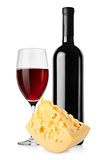 Wine and dutch cheese isolated