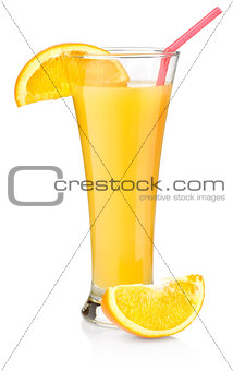 Orange juice in a tall glass
