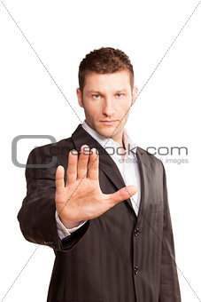 Business Man With Stop Hand Up