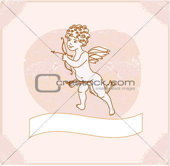 happy valentine's day card with cupid