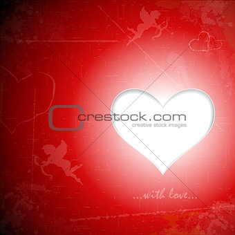 Happy Valentine's Day paper heart on grunge eps10 vector illustr