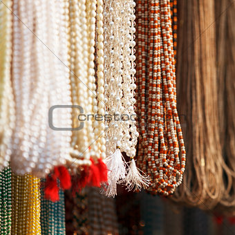 Indian beads in local market in Pushkar.