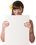 Woman Holding Blank Board