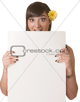 Woman Holding Blank Poster