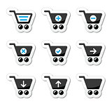 Shopping cart vector icons set