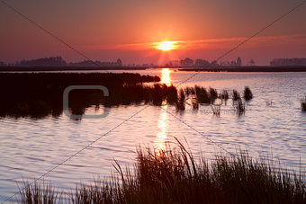 sunrise over lake in Groningen
