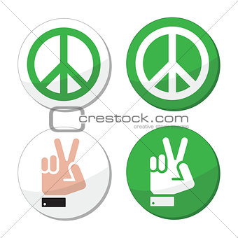 Peace, hand sign vector icons set