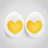 boiled egg with yolk in heart shape