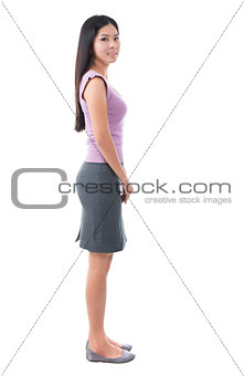 Full body side view Asian young woman 