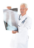 Asian medical doctor checking on x-ray image