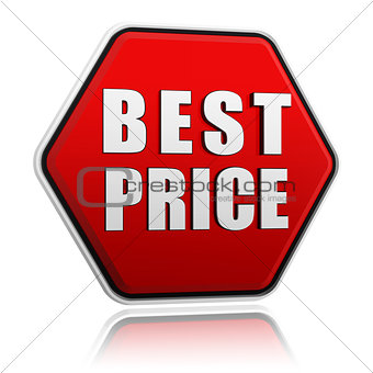 best price in red hexagon banner