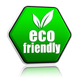 eco friendly with leaf sign in green button
