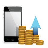 mobile phone and coins