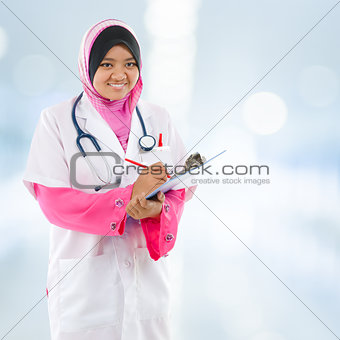 Southeast Asian Muslim medical student.
