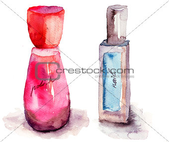 Coloured nail polish bottles
