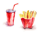 Soda drink with french fries 