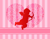 Cupid Silhouette with Polka Dots Heart