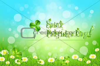 Saint Patricks Day with Flowers and Shamrock