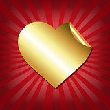 Gold Hearts Label With Red Sunburst