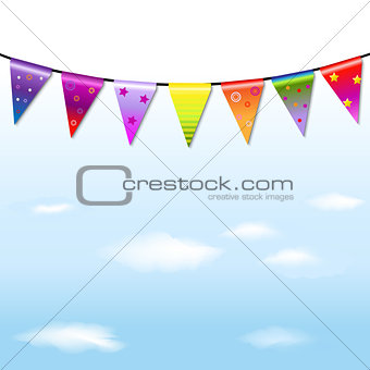 Rainbow Bunting Banner Garland With Sky