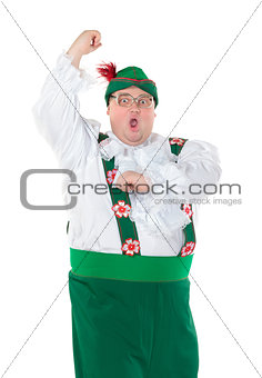 Funny fat man wearing German Bavarian clothes