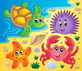 Beach with shells and sea animals 3