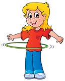 Girl exercise with hula hoop