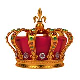 Golden Royal Crown Isolated on White.