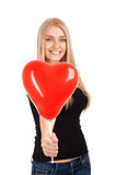 Young woman with heart shape balloon