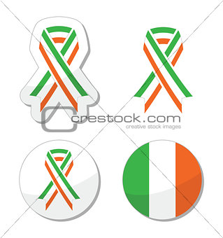 Irish ribbon flag labels - St Patricks Day celebration