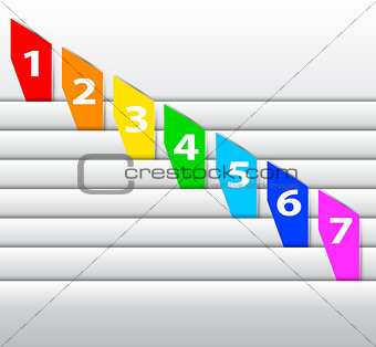 Abstract numbered colorful labels between pages