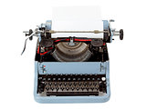 retro uncovered blue typewriter