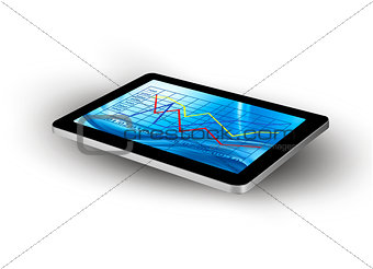 tablet with graph. Vector.