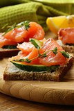 canape sandwiches with salmon and cucumber