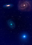 galaxy and stars in deep blue space
