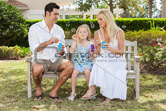 Family Girl Child Daughter Blowing Bubbles
