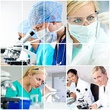 Montage Research Scientists Women Laboratory