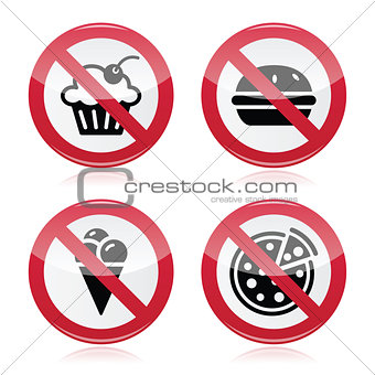 No fast food, no sweets warning red sign