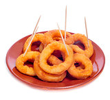 spanish calamares a la romana, squid rings breaded and fried