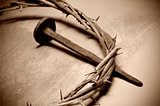 Jesus Christ crown of thorns and nail