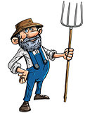 Cartoon farmer with a pitchfork