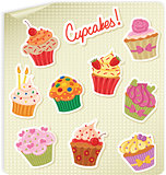 Cupcakes Stickers Set