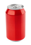 Red aluminum can on white