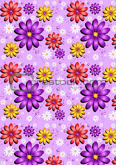 Gentle purple seamless background with flowers