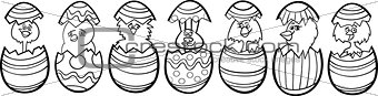 chickens in easter eggs cartoon for coloring