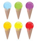 Set of 6 colorful ice-creams icons