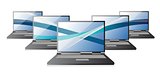Set of laptops computers with waves,